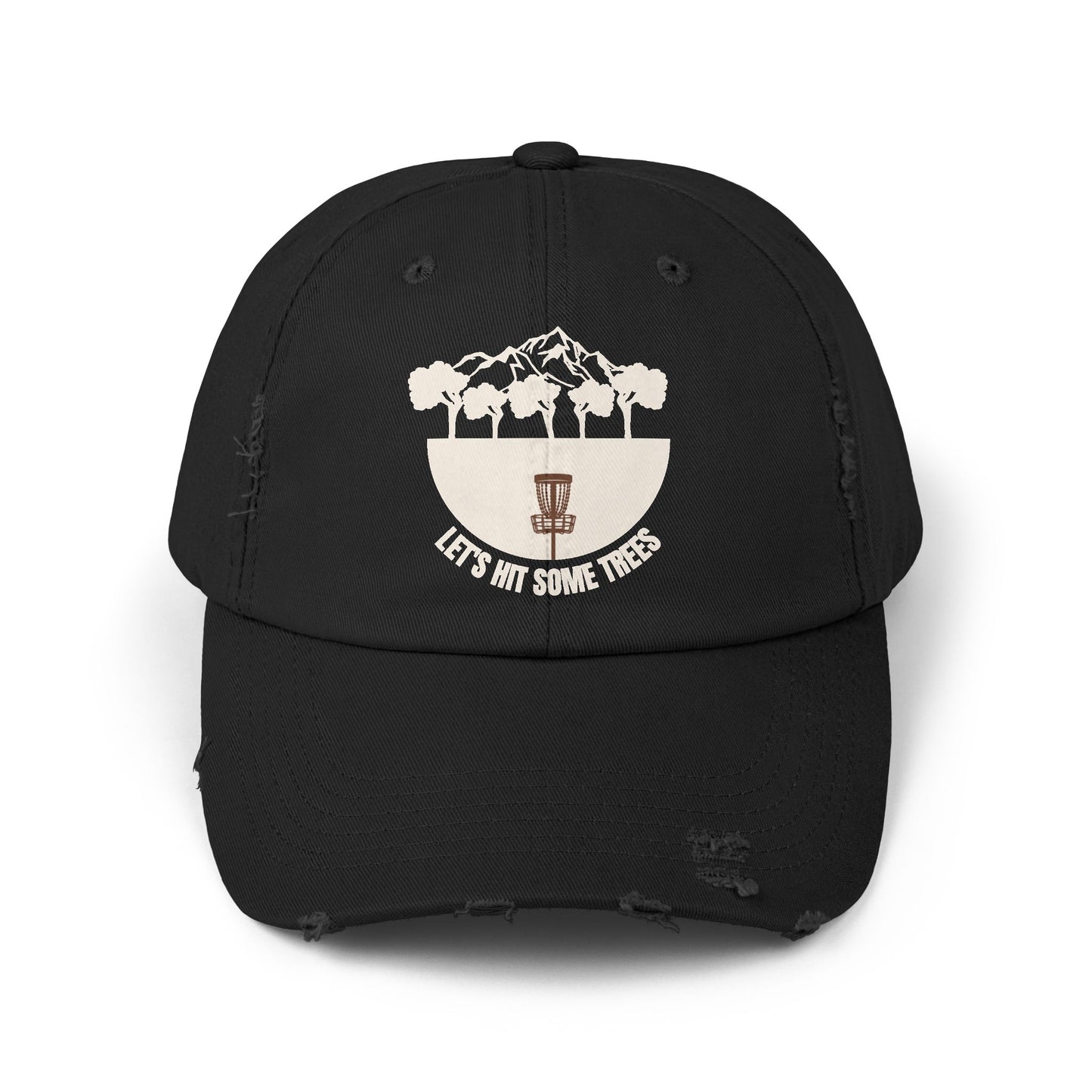 Disc golf tree cap. Black frisbee cap. let's hit trees disc golf player, disc golf tree hit, disc golf hat, frisbee hat.