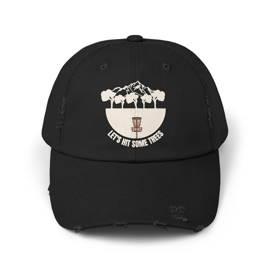 Disc golf tree cap. Black frisbee cap. let's hit trees disc golf player, disc golf tree hit, disc golf hat, frisbee hat.