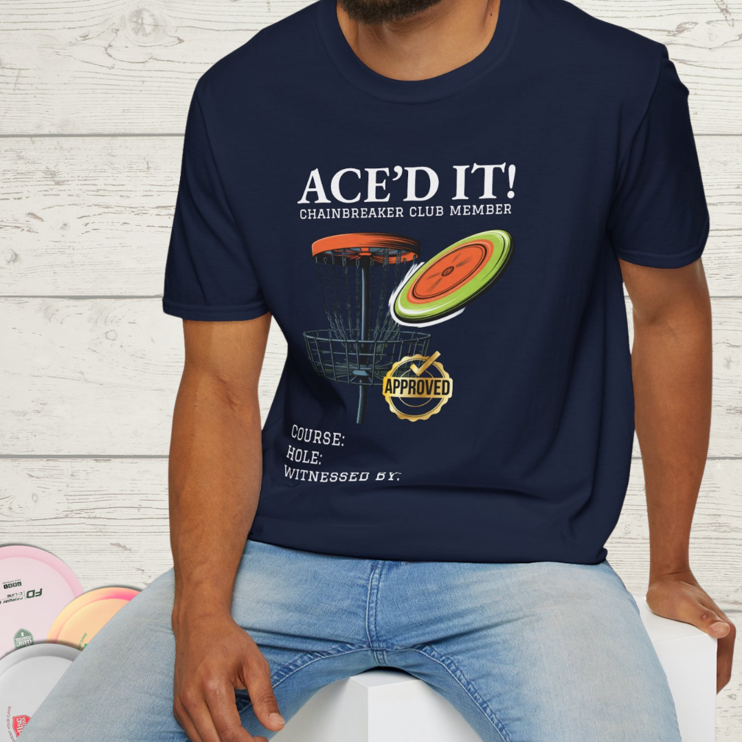 custom ace shirt, ace shirt, ace disc golf, disc golf ace shirt, create your ace shirt, first ace disc golf, make your first disc golf ace,