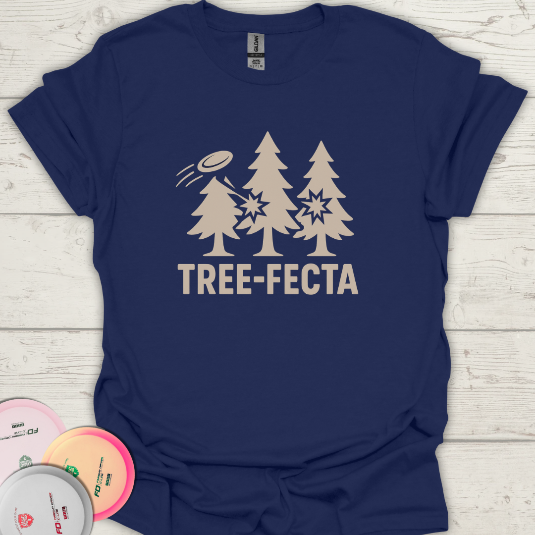 tree golf design shirt, tree fecta shirt for disc golf players. Perfect gift for disc golf players.