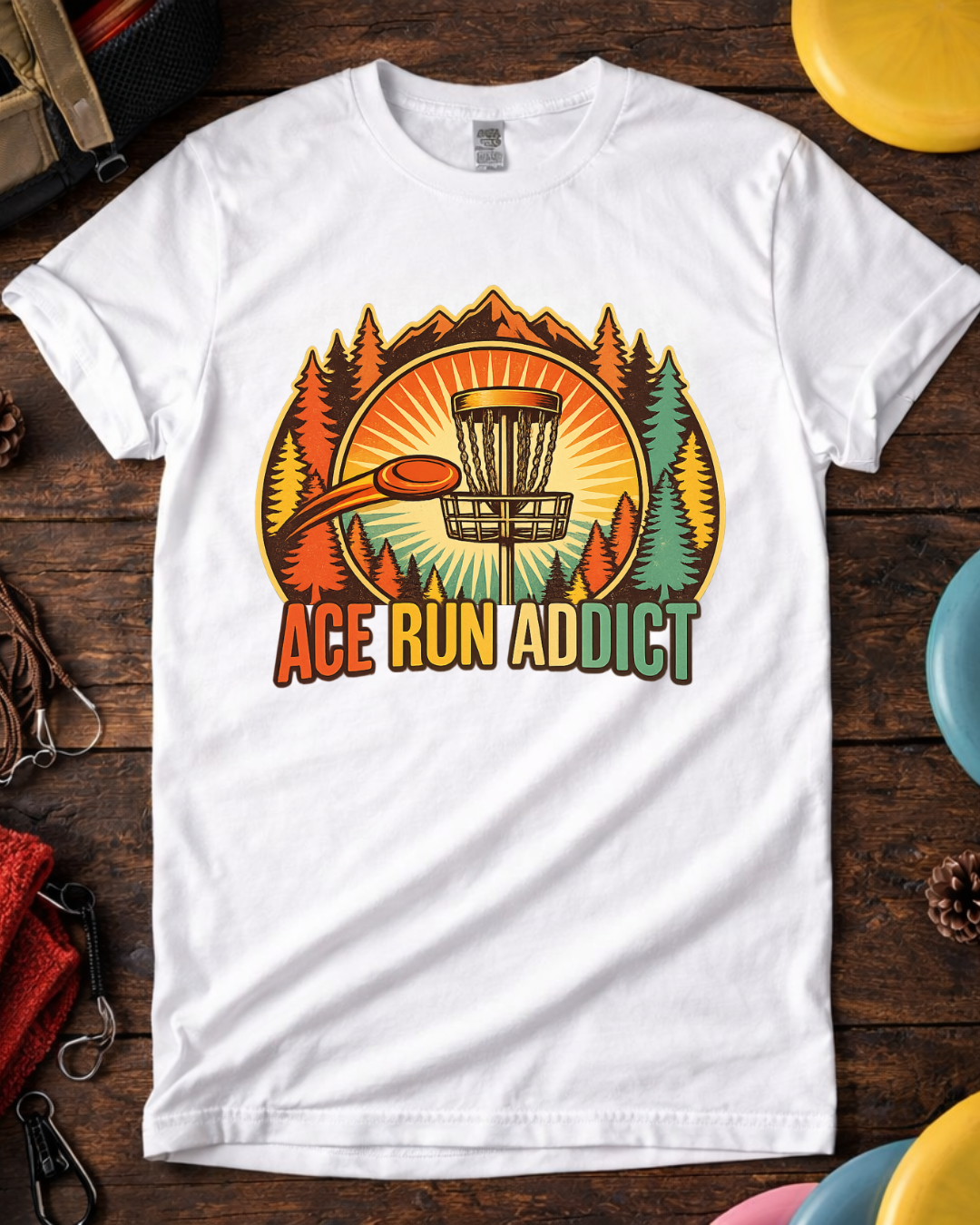 Funny ace run disc golf shirt for aggressive putters and throwers.