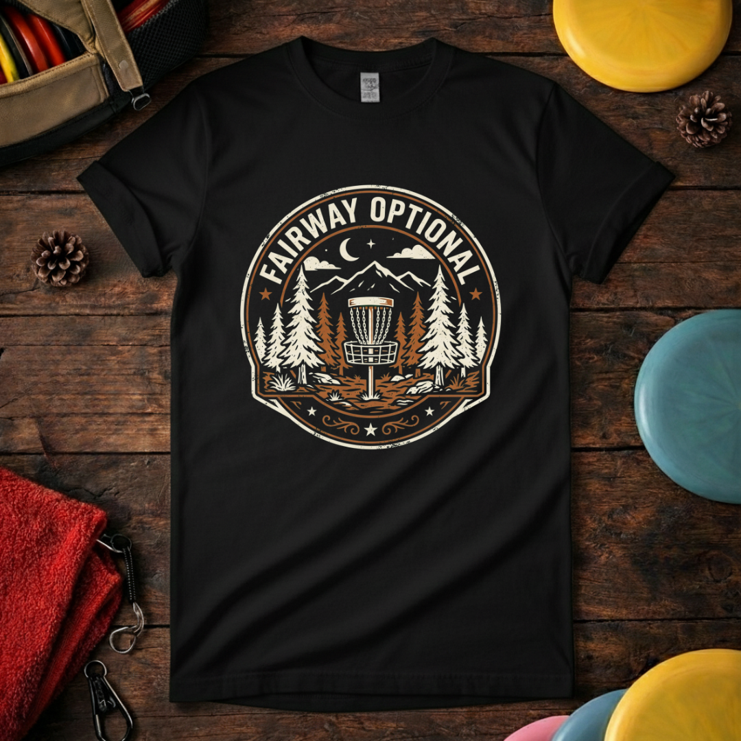 Fairway Optional funny disc golf shirt retro forest design