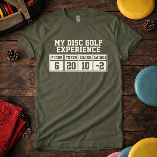 Funny disc golf shirt my disc golf experience stats design