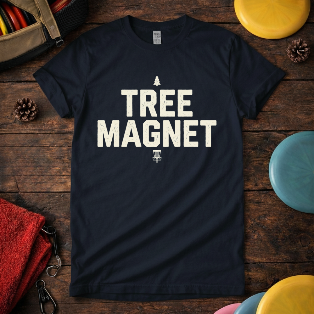 Minimalist tree magnet frisbee golf shirt